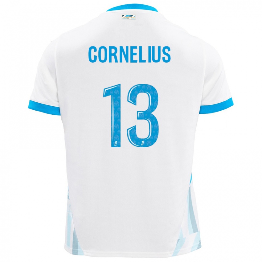 Gyermek Derek Cornelius #13 Fehér Ég Kék Hazai Jersey 2024/25 Mez Póló Ing