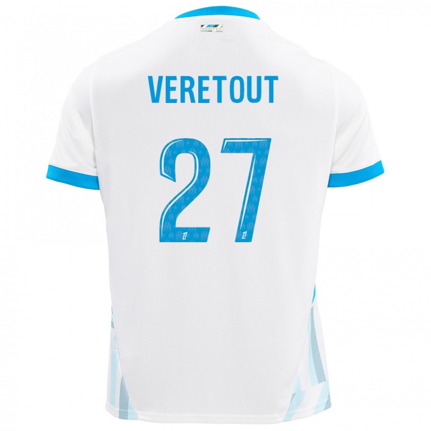 Gyermek Jordan Veretout #27 Fehér Ég Kék Hazai Jersey 2024/25 Mez Póló Ing