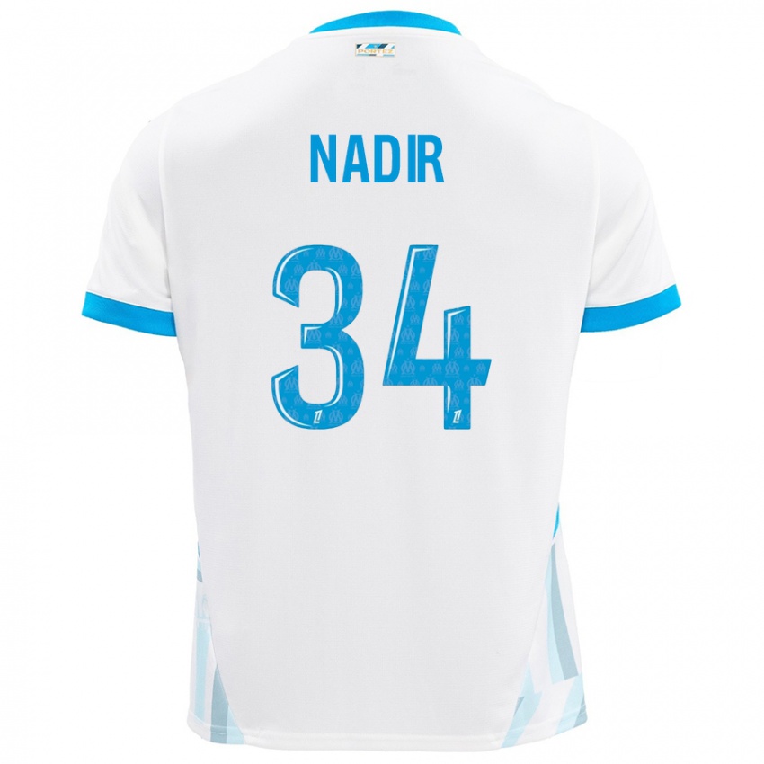 Gyermek Bilal Nadir #34 Fehér Ég Kék Hazai Jersey 2024/25 Mez Póló Ing