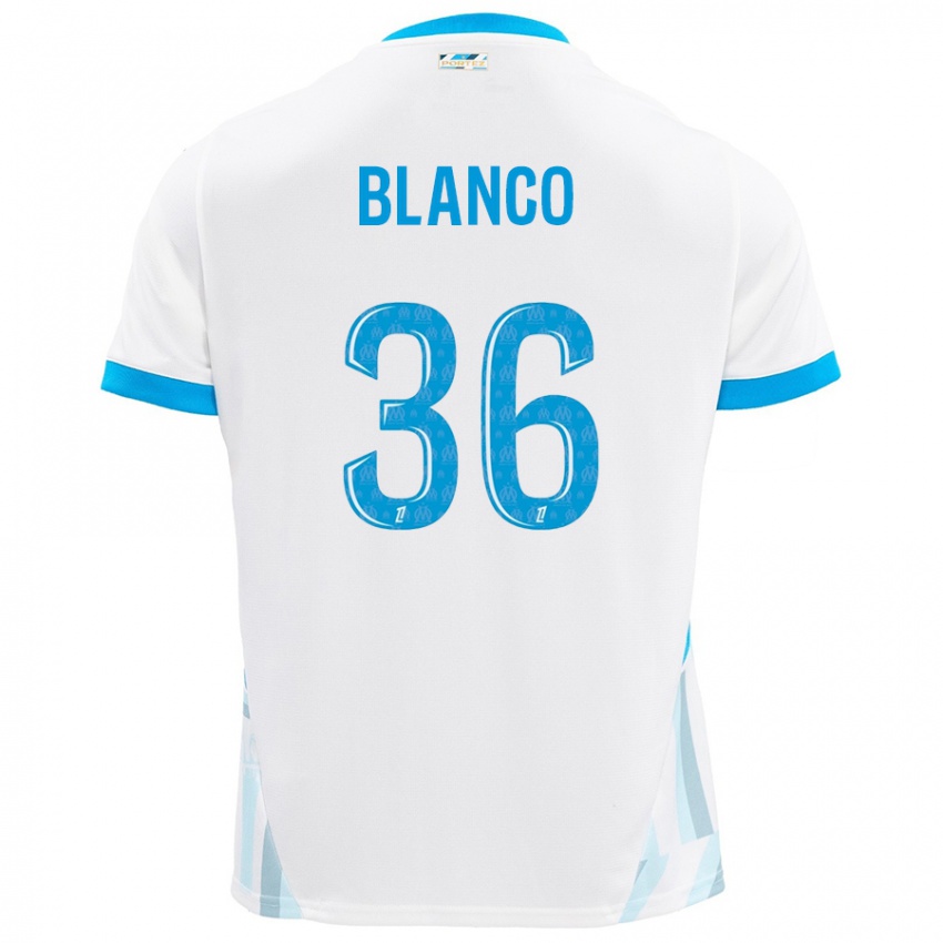 Gyermek Ruben Blanco #36 Fehér Ég Kék Hazai Jersey 2024/25 Mez Póló Ing