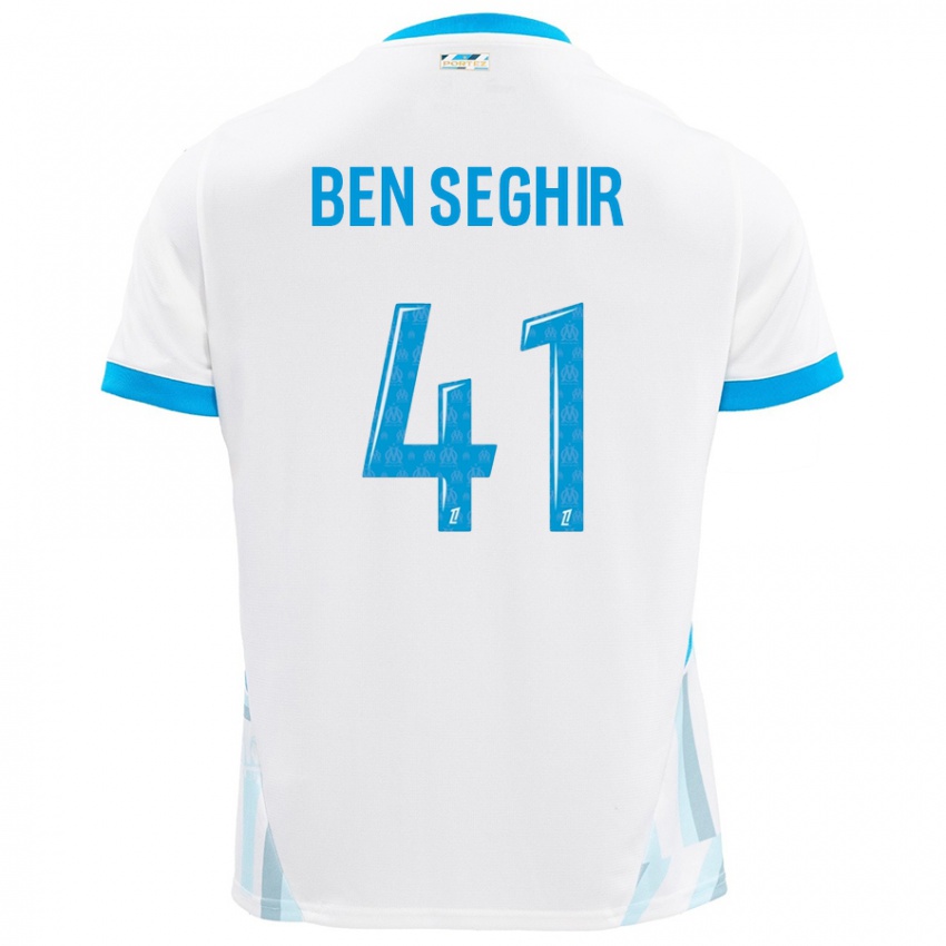 Gyermek Salim Ben Seghir #41 Fehér Ég Kék Hazai Jersey 2024/25 Mez Póló Ing