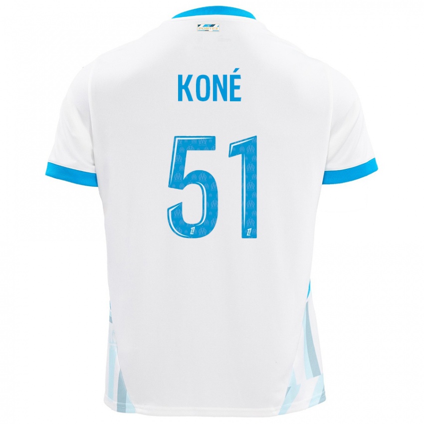 Gyermek Ismaël Koné #51 Fehér Ég Kék Hazai Jersey 2024/25 Mez Póló Ing