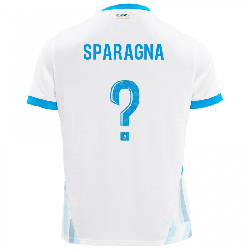 Gyermek Stéphane Sparagna #0 Fehér Ég Kék Hazai Jersey 2024/25 Mez Póló Ing