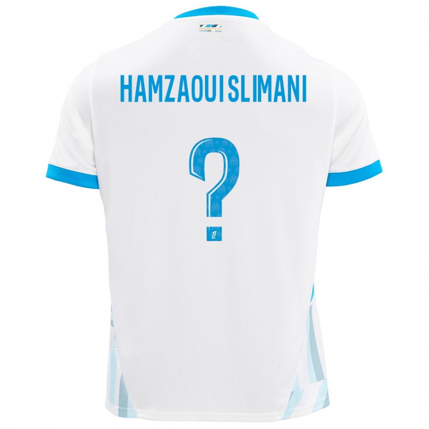 Gyermek Hilan Hamzaoui Slimani #0 Fehér Ég Kék Hazai Jersey 2024/25 Mez Póló Ing