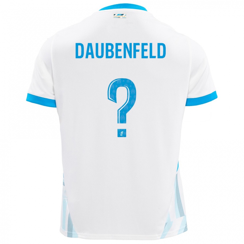 Gyermek Lucas Daubenfeld #0 Fehér Ég Kék Hazai Jersey 2024/25 Mez Póló Ing