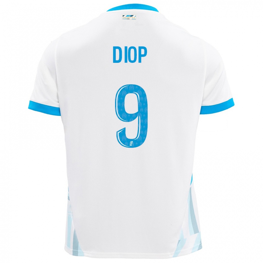 Gyermek Mama Diop #9 Fehér Ég Kék Hazai Jersey 2024/25 Mez Póló Ing