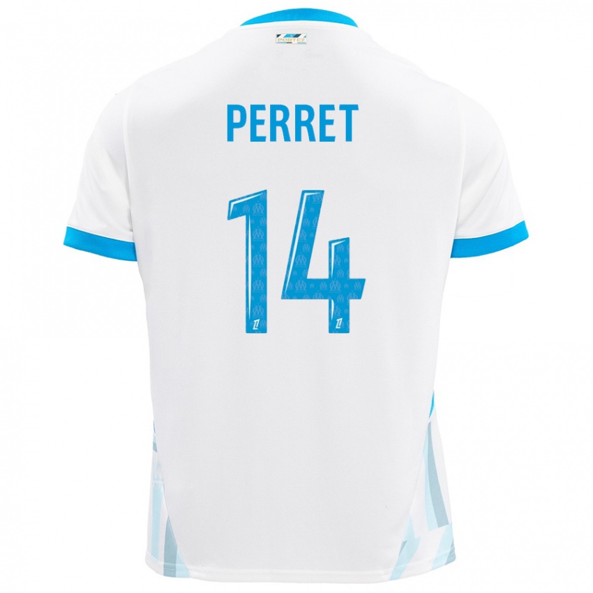 Gyermek Jenny Perret #14 Fehér Ég Kék Hazai Jersey 2024/25 Mez Póló Ing