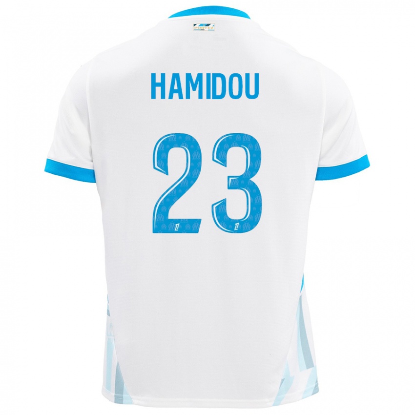 Gyermek Jamila Hamidou #23 Fehér Ég Kék Hazai Jersey 2024/25 Mez Póló Ing