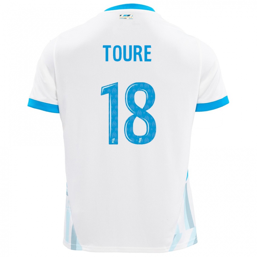 Gyermek Isaak Toure #18 Fehér Ég Kék Hazai Jersey 2024/25 Mez Póló Ing