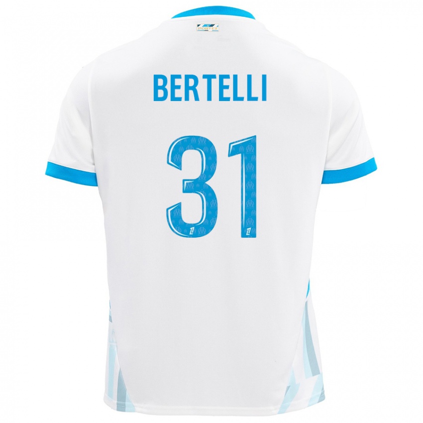 Gyermek Ugo Bertelli #31 Fehér Ég Kék Hazai Jersey 2024/25 Mez Póló Ing