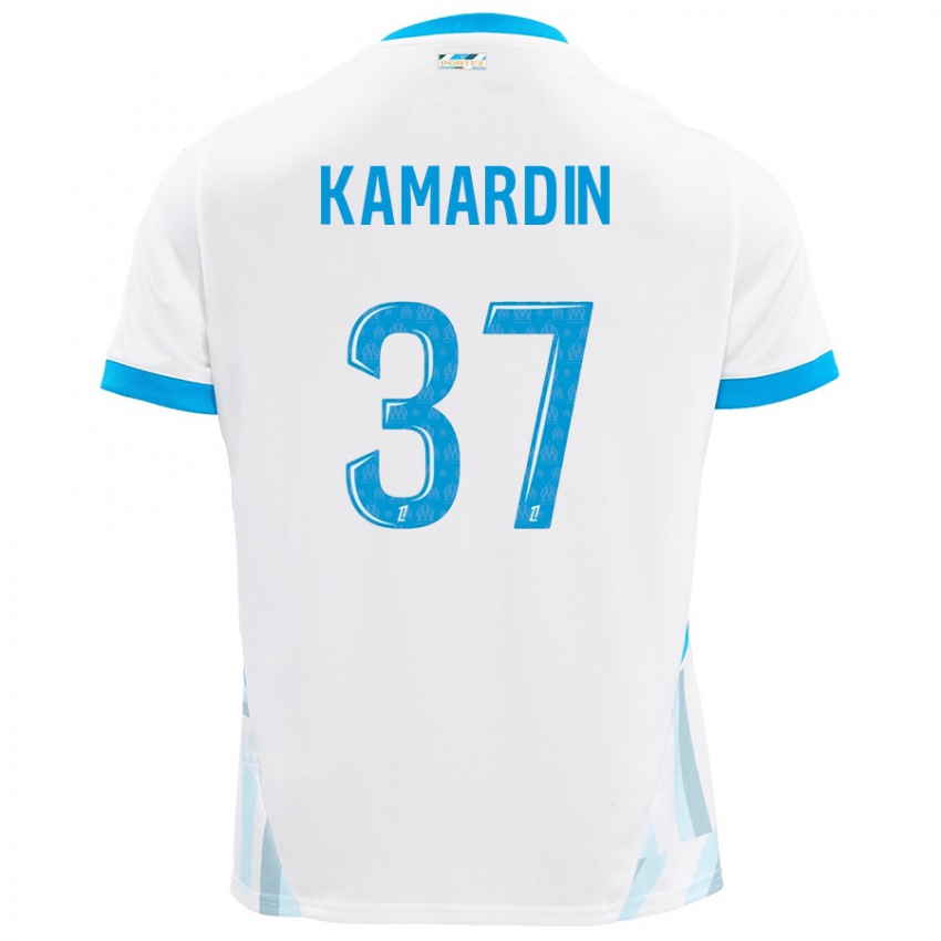 Gyermek Aaron Kamardin #37 Fehér Ég Kék Hazai Jersey 2024/25 Mez Póló Ing