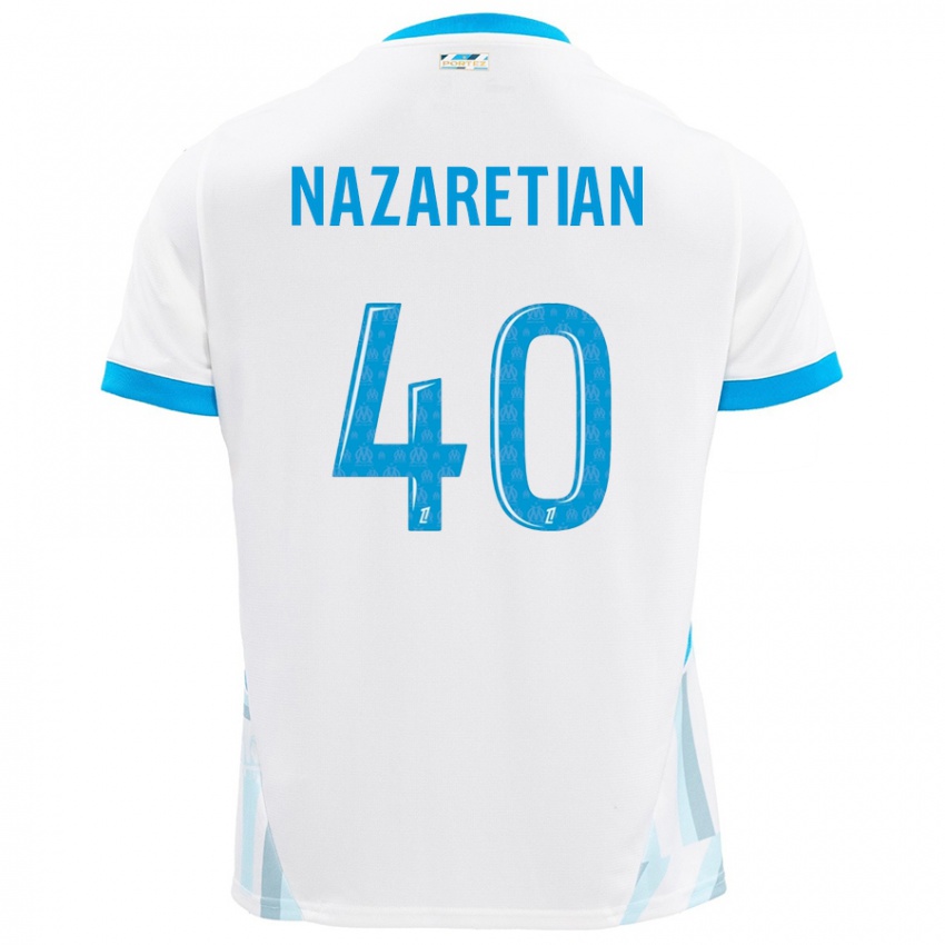 Gyermek Manuel Nazaretian #40 Fehér Ég Kék Hazai Jersey 2024/25 Mez Póló Ing