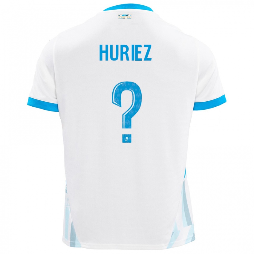 Gyermek Evan Huriez #0 Fehér Ég Kék Hazai Jersey 2024/25 Mez Póló Ing