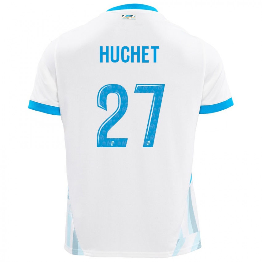 Gyermek Sarah Huchet #27 Fehér Ég Kék Hazai Jersey 2024/25 Mez Póló Ing