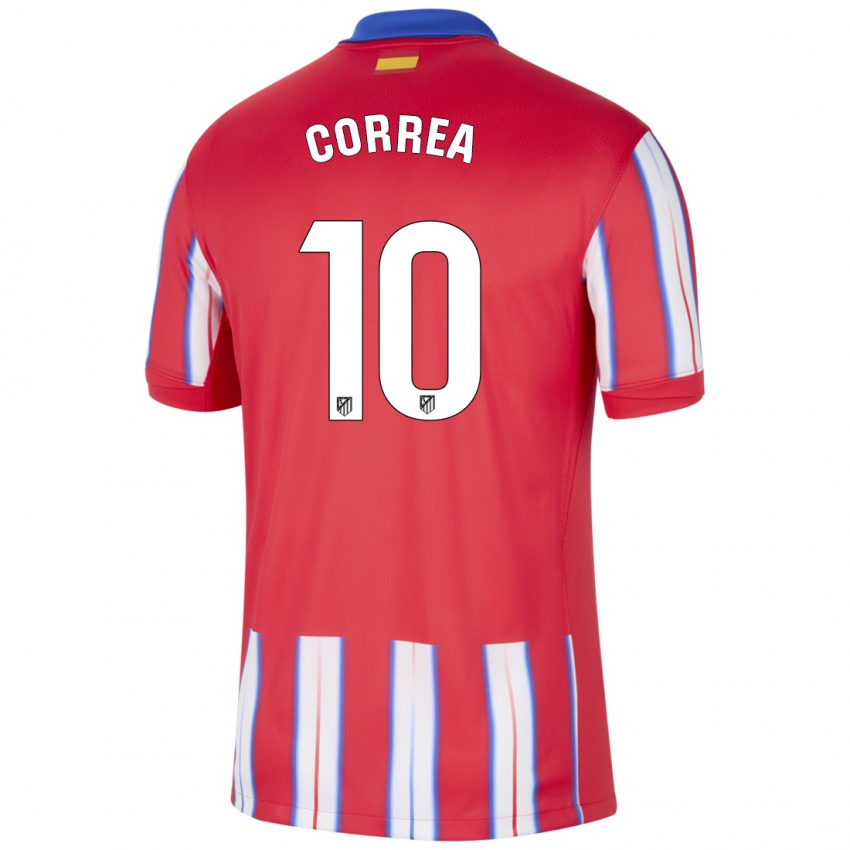 Gyermek Angel Correa #10 Piros Fehér Kék Hazai Jersey 2024/25 Mez Póló Ing