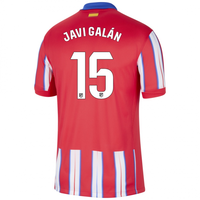 Gyermek Javi Galán #15 Piros Fehér Kék Hazai Jersey 2024/25 Mez Póló Ing