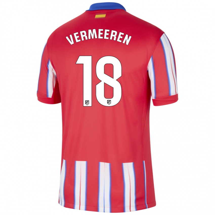 Gyermek Arthur Vermeeren #18 Piros Fehér Kék Hazai Jersey 2024/25 Mez Póló Ing