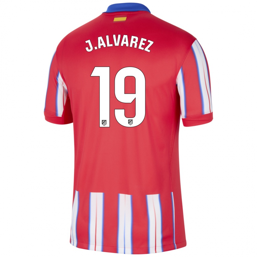 Gyermek Julian Alvarez #19 Piros Fehér Kék Hazai Jersey 2024/25 Mez Póló Ing