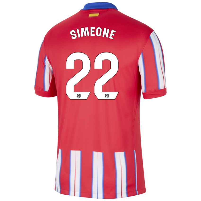 Gyermek Giuliano Simeone #22 Piros Fehér Kék Hazai Jersey 2024/25 Mez Póló Ing