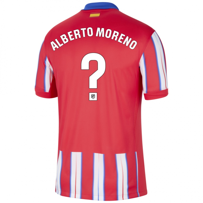 Gyermek Alberto Moreno #0 Piros Fehér Kék Hazai Jersey 2024/25 Mez Póló Ing