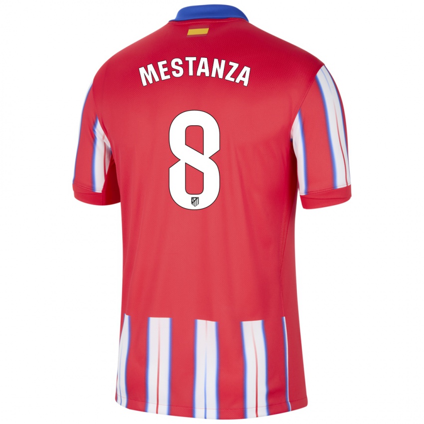 Gyermek Alejandro Mestanza #8 Piros Fehér Kék Hazai Jersey 2024/25 Mez Póló Ing