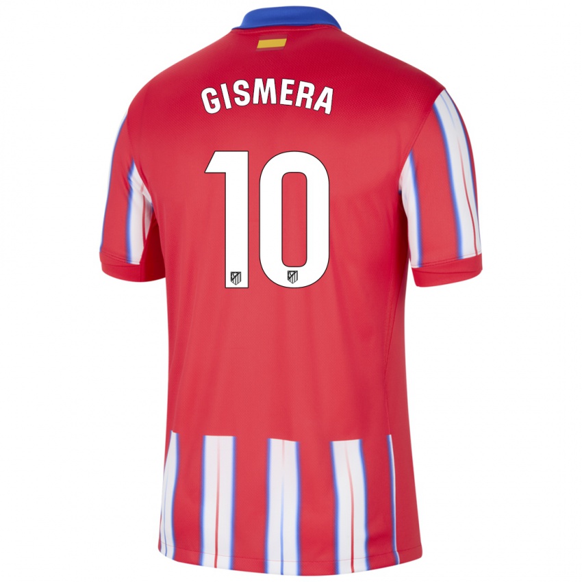 Gyermek Aitor Gismera #10 Piros Fehér Kék Hazai Jersey 2024/25 Mez Póló Ing