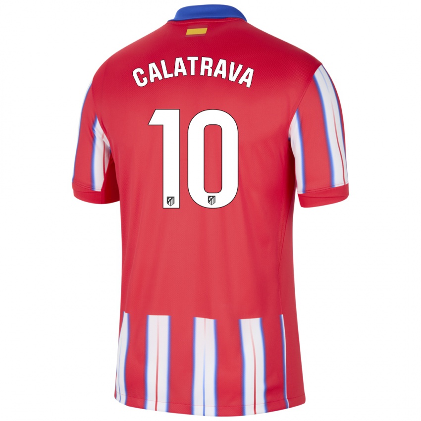 Gyermek Álex Calatrava #10 Piros Fehér Kék Hazai Jersey 2024/25 Mez Póló Ing