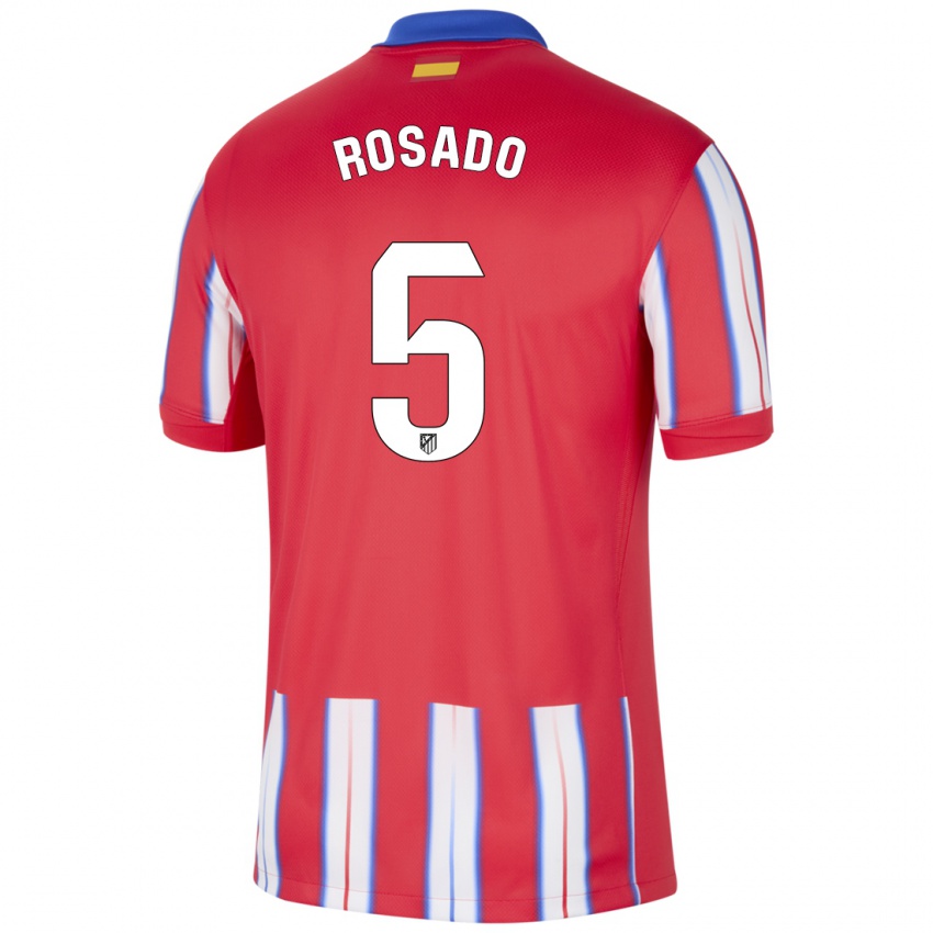 Gyermek Diego Rosado #5 Piros Fehér Kék Hazai Jersey 2024/25 Mez Póló Ing