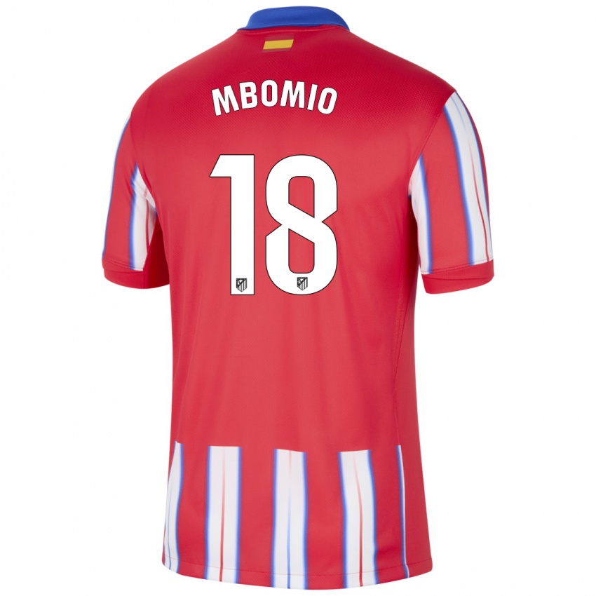 Gyermek Rony Mbomio #18 Piros Fehér Kék Hazai Jersey 2024/25 Mez Póló Ing