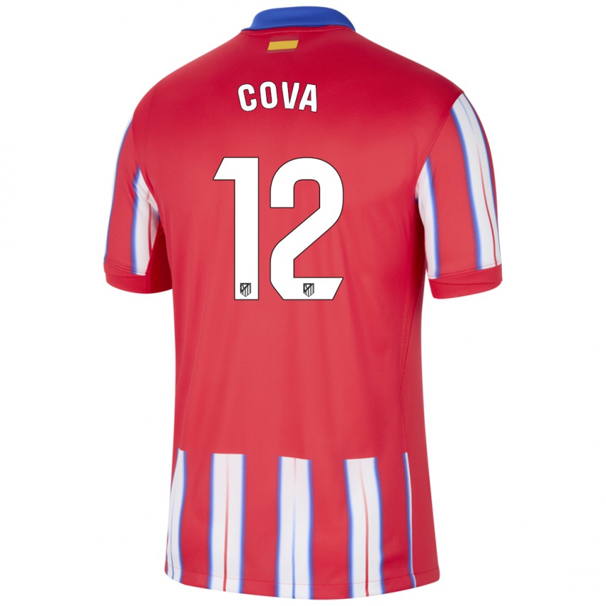 Gyermek Adrian Cova #12 Piros Fehér Kék Hazai Jersey 2024/25 Mez Póló Ing