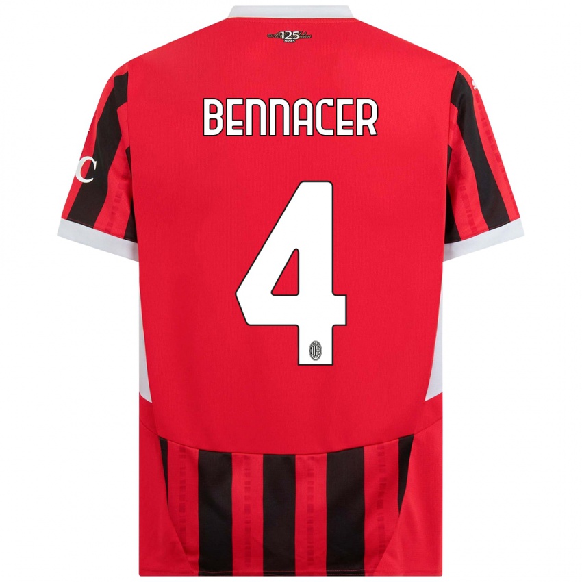 Gyermek Ismael Bennacer #4 Piros Fekete Hazai Jersey 2024/25 Mez Póló Ing