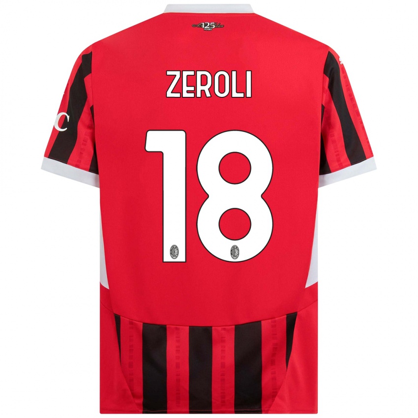 Gyermek Kevin Zeroli #18 Piros Fekete Hazai Jersey 2024/25 Mez Póló Ing