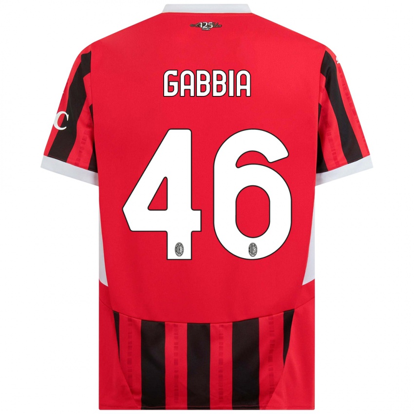 Gyermek Matteo Gabbia #46 Piros Fekete Hazai Jersey 2024/25 Mez Póló Ing