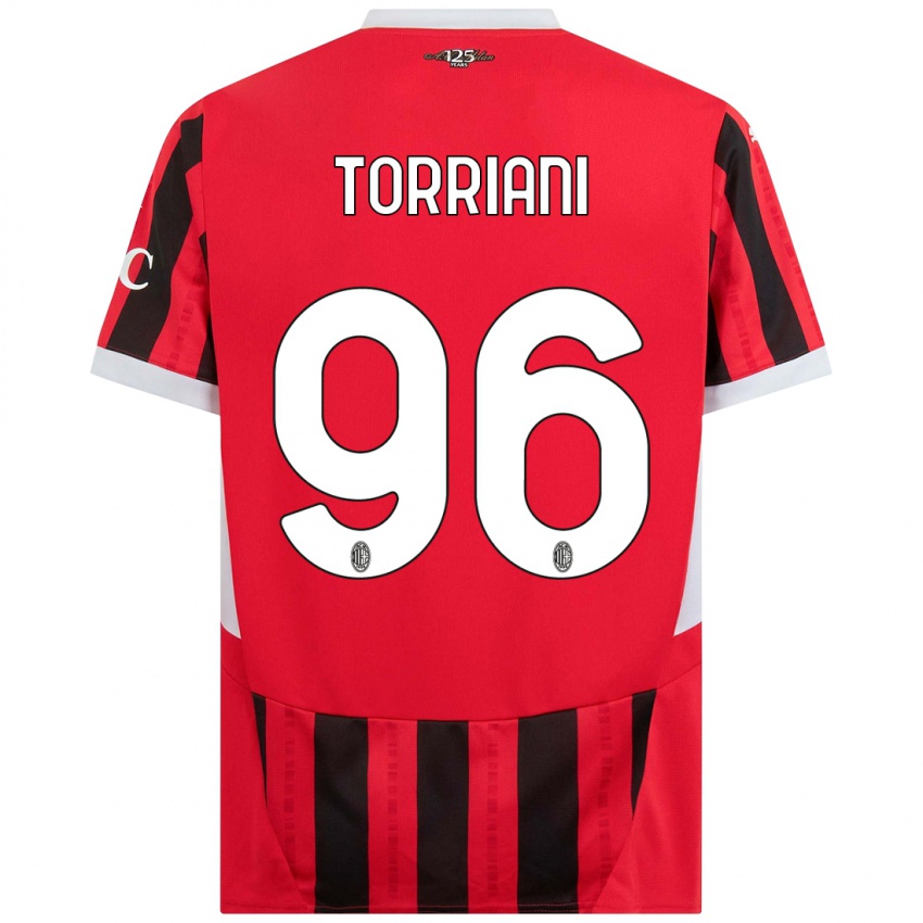 Gyermek Lorenzo Torriani #96 Piros Fekete Hazai Jersey 2024/25 Mez Póló Ing