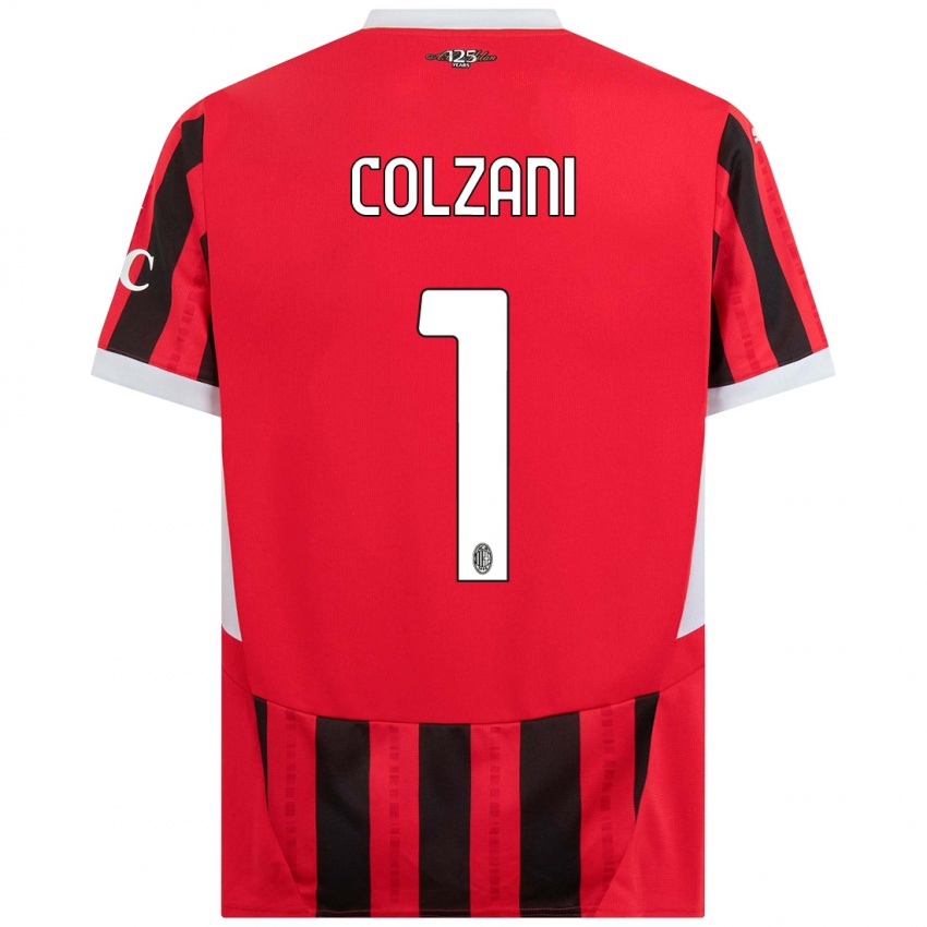 Gyermek Edoardo Colzani #1 Piros Fekete Hazai Jersey 2024/25 Mez Póló Ing