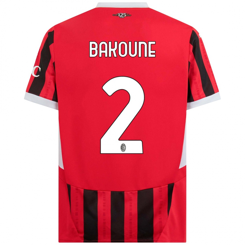 Gyermek Adam Bakoune #2 Piros Fekete Hazai Jersey 2024/25 Mez Póló Ing