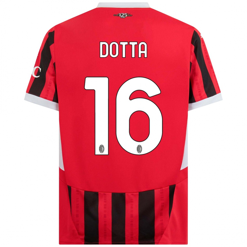 Gyermek Cristiano Dotta #16 Piros Fekete Hazai Jersey 2024/25 Mez Póló Ing