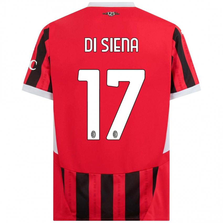 Gyermek Andrea Di Siena #17 Piros Fekete Hazai Jersey 2024/25 Mez Póló Ing