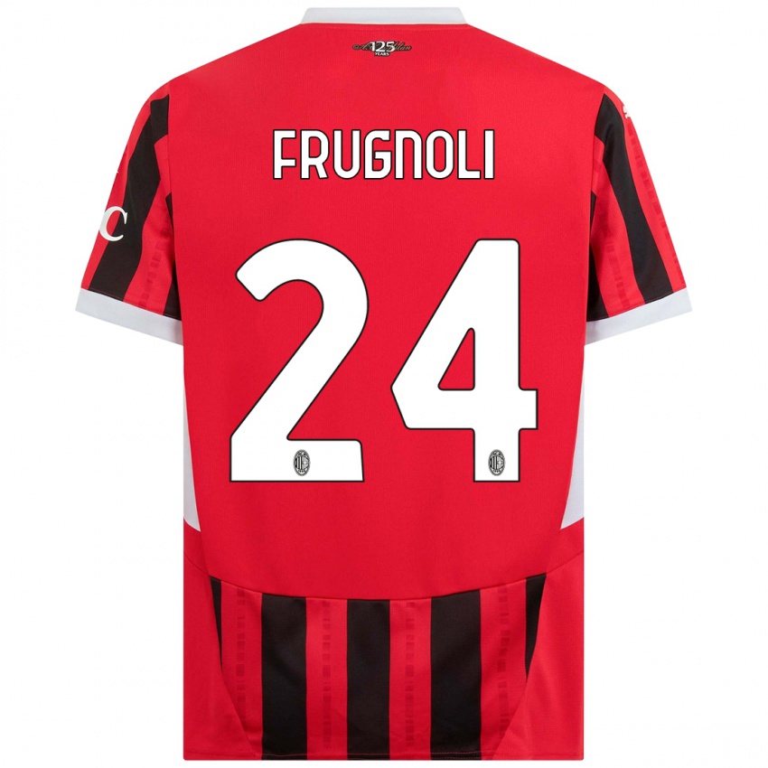 Gyermek Leonardo Frugnoli #24 Piros Fekete Hazai Jersey 2024/25 Mez Póló Ing