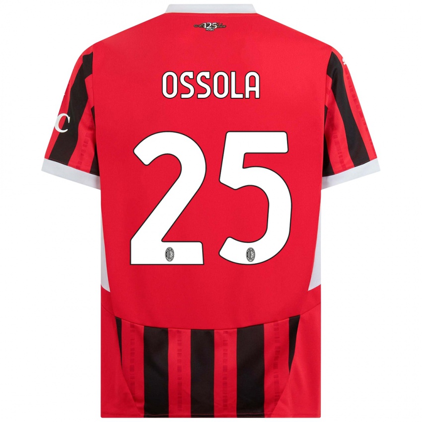 Gyermek Lorenzo Ossola #25 Piros Fekete Hazai Jersey 2024/25 Mez Póló Ing