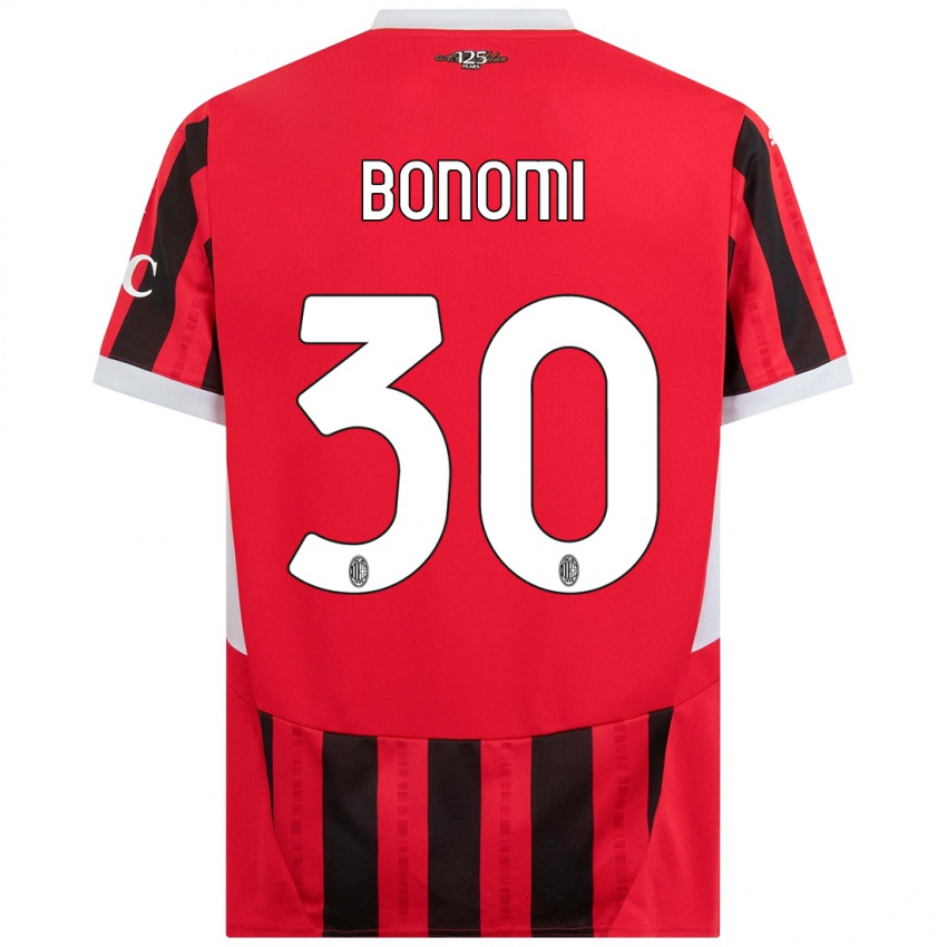 Gyermek Alessandro Bonomi #30 Piros Fekete Hazai Jersey 2024/25 Mez Póló Ing