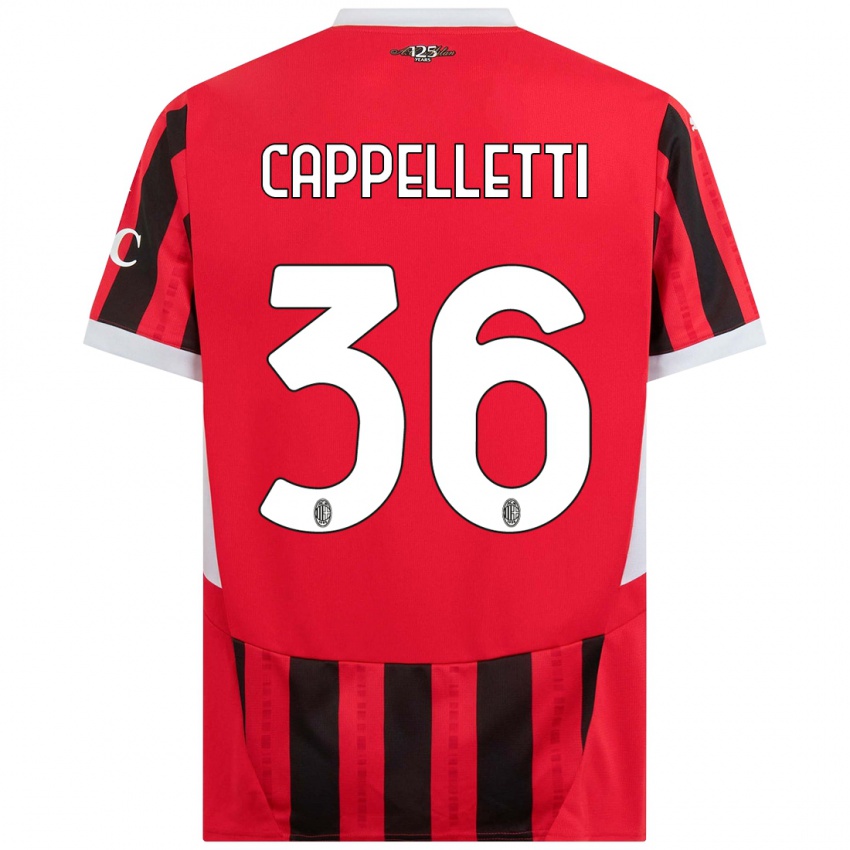 Gyermek Mattia Cappelletti #36 Piros Fekete Hazai Jersey 2024/25 Mez Póló Ing