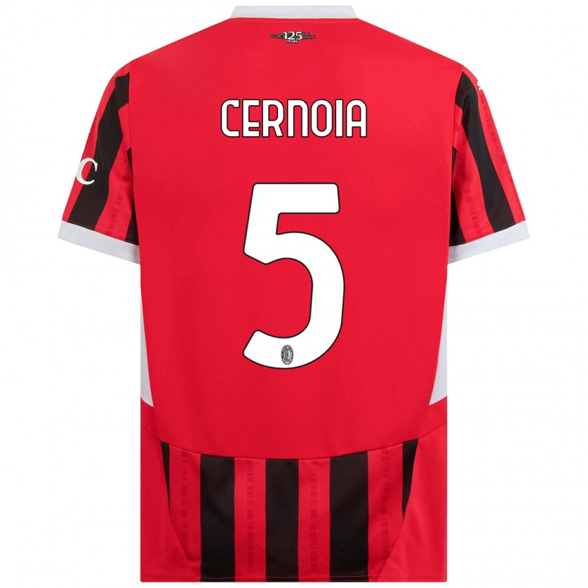 Gyermek Valentina Cernoia #5 Piros Fekete Hazai Jersey 2024/25 Mez Póló Ing