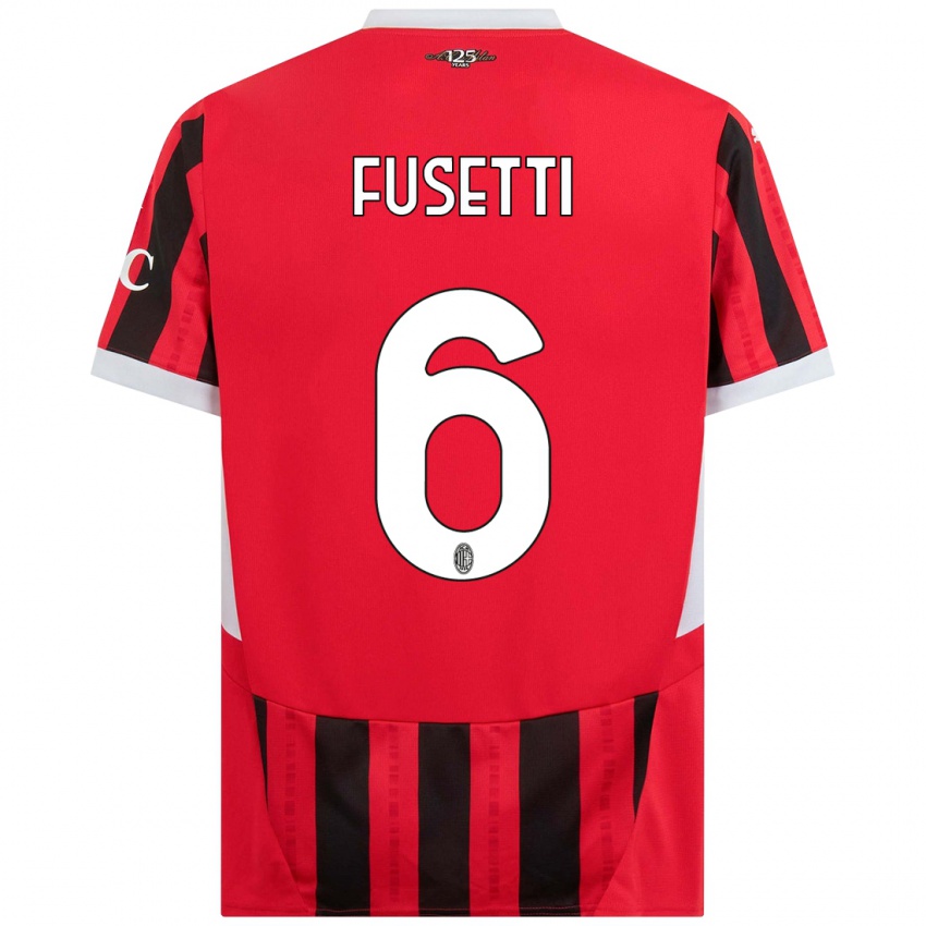 Gyermek Laura Fusetti #6 Piros Fekete Hazai Jersey 2024/25 Mez Póló Ing