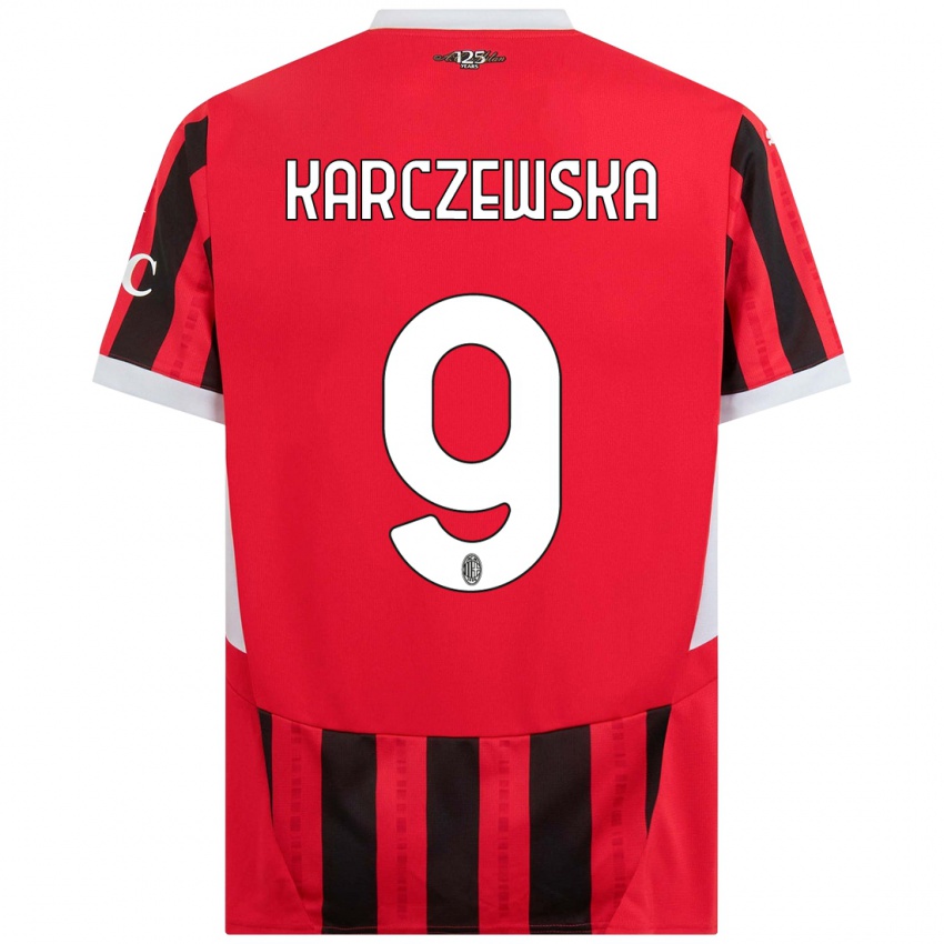 Gyermek Nikola Karczewska #9 Piros Fekete Hazai Jersey 2024/25 Mez Póló Ing