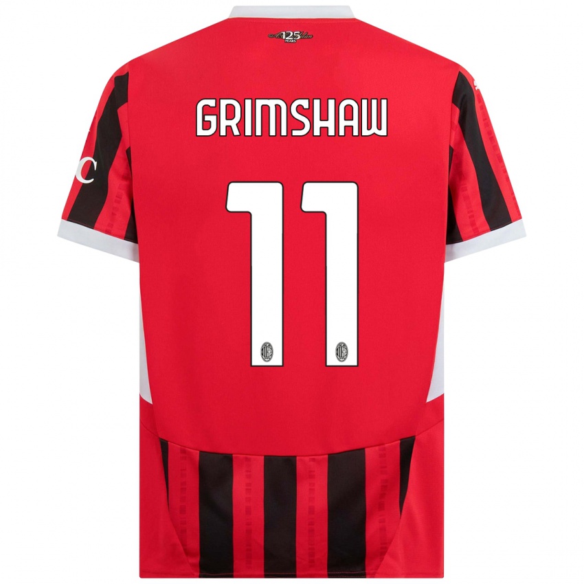 Gyermek Christy Grimshaw #11 Piros Fekete Hazai Jersey 2024/25 Mez Póló Ing