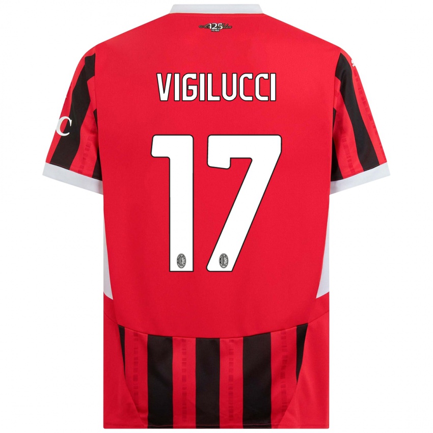 Gyermek Valery Vigilucci #17 Piros Fekete Hazai Jersey 2024/25 Mez Póló Ing