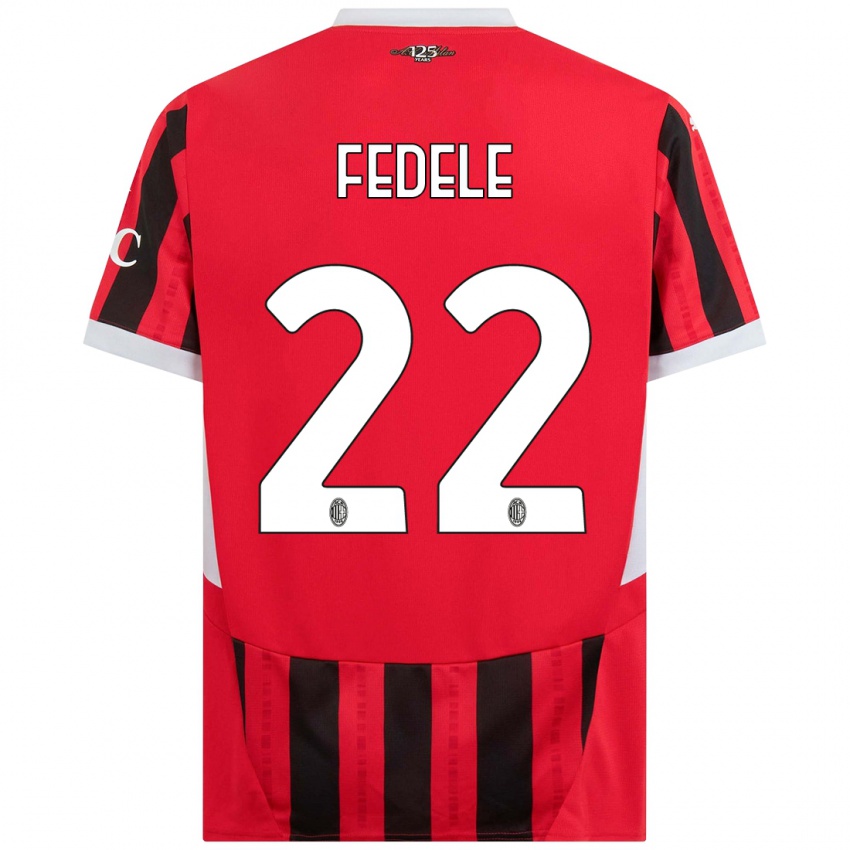 Gyermek Noemi Fedele #22 Piros Fekete Hazai Jersey 2024/25 Mez Póló Ing