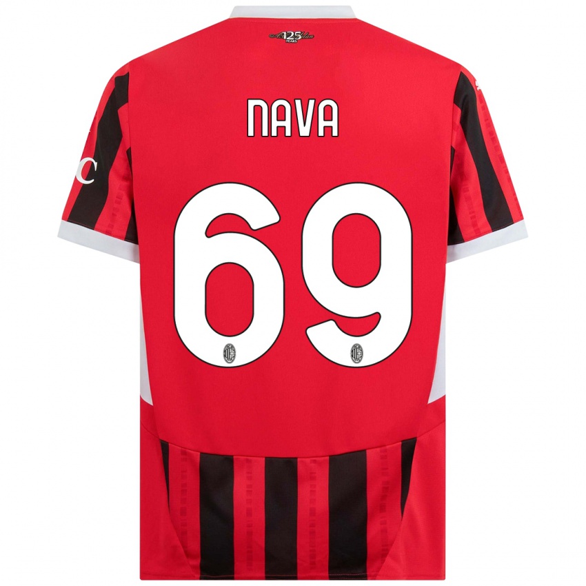 Gyermek Lapo Nava #69 Piros Fekete Hazai Jersey 2024/25 Mez Póló Ing