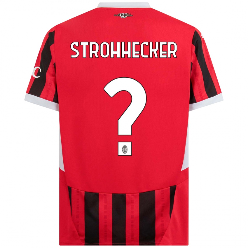 Gyermek Riccardo Strohhecker #0 Piros Fekete Hazai Jersey 2024/25 Mez Póló Ing